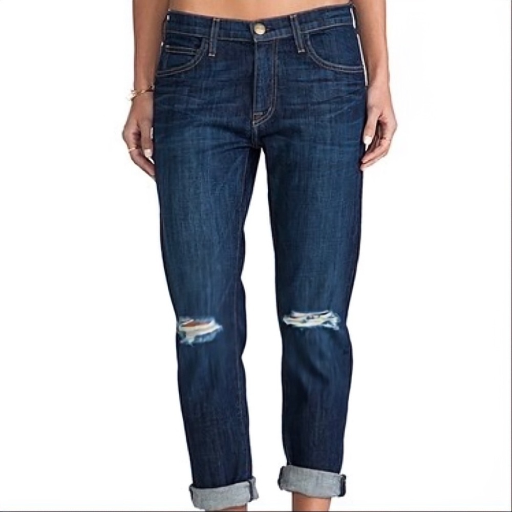 Current/Elliott ‘The Fling’ Distressed Jeans in “Bedford Destroy” Wash Size 28